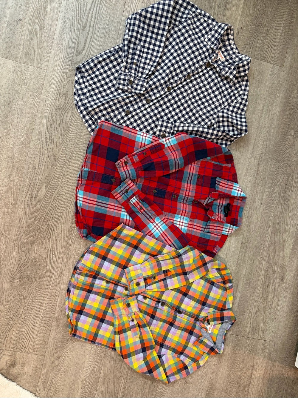 Bundle of 3 Cat & Jack Boys Plaid Button-Down Shirts - size 6-7